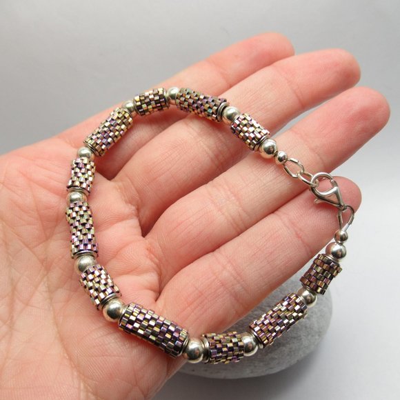 Peyote tube and Sterling silver bracelet - Picture 7 of 11